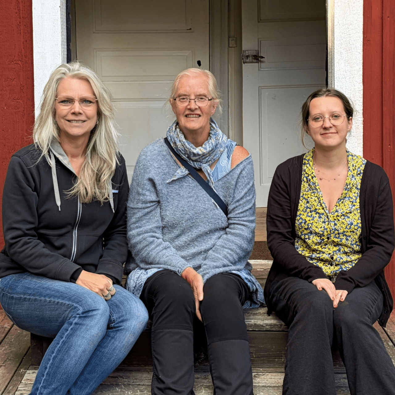 Fotografi på webbgruppens medlemmar Kim Blomster, Britt-Marie Karlsson och Sien van Tol