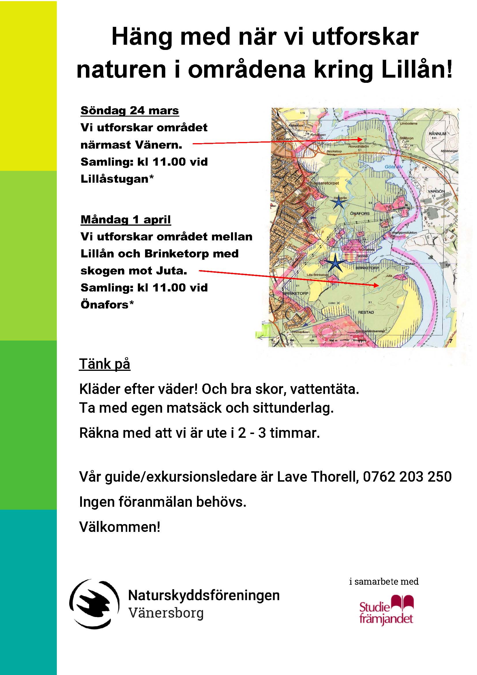 Naturskyddsföreningen Vänersborgs exkursioner i Lillånområdet i mars och april 2024